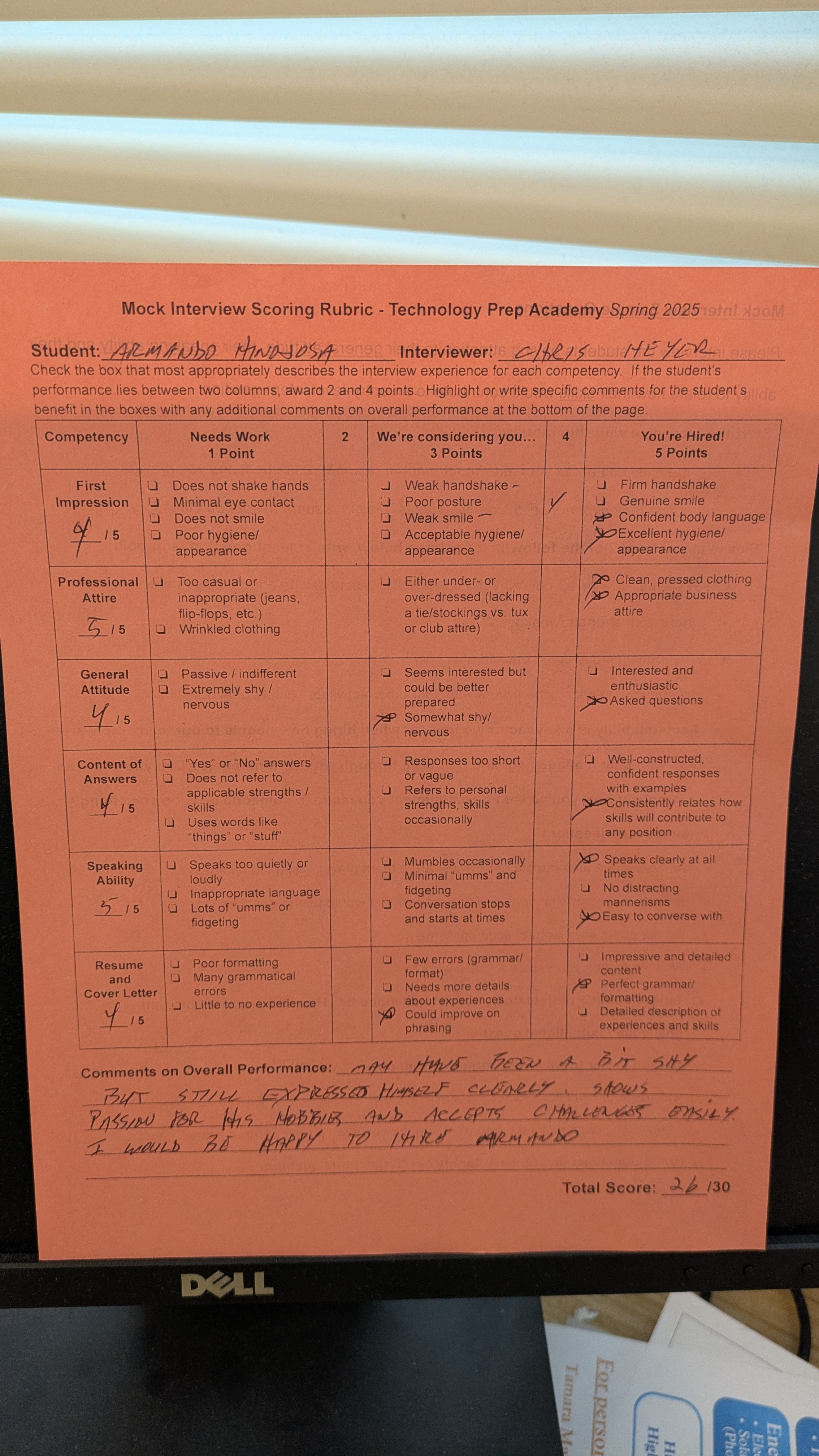 Mock Interview Rubric